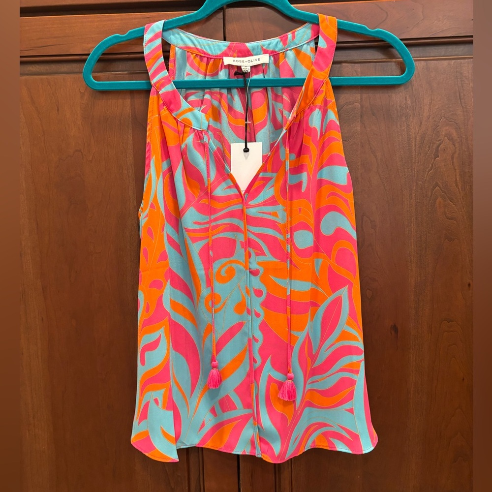 Rose & Olive Vibrant Swirl Tank Top